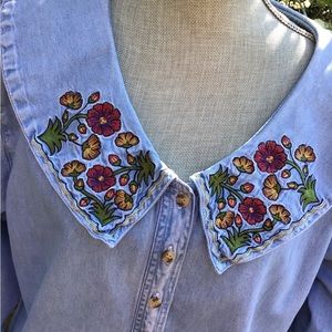 Bohemian Embroidered 90’s Denim Shirt